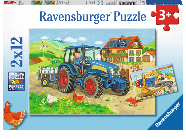 Ravensburger 076161 - 2x12 Puzzleteile Baustelle und Bauernhof