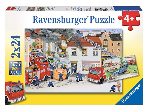 Puzzle 2 x 24 Teile - Bei der Feuerwehr
