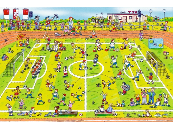 Coppenrath 12701 - Boxpuzzle "Auf dem Fußballplatz" (48 Teile)