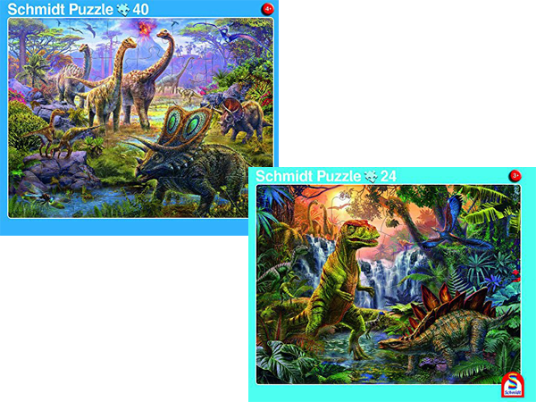 2er-Set Rahmenpuzzle Giganten der Urzeit und Dinosaurierwelt 24+40 Teile