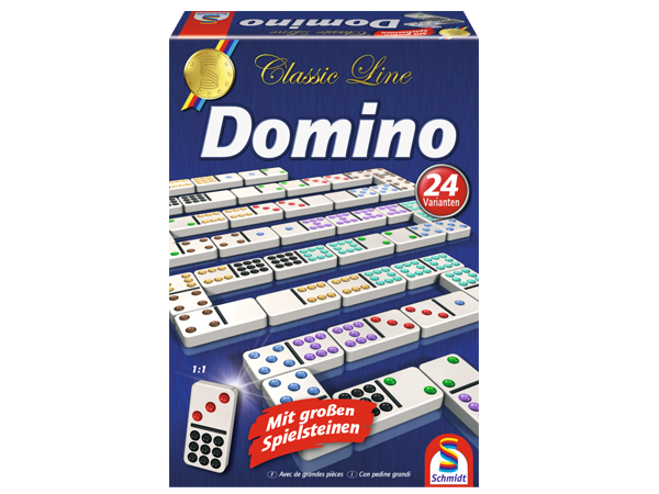 Schmidt Spiele 49207 - Domino, Classic Line mit extra großen Spielfiguren