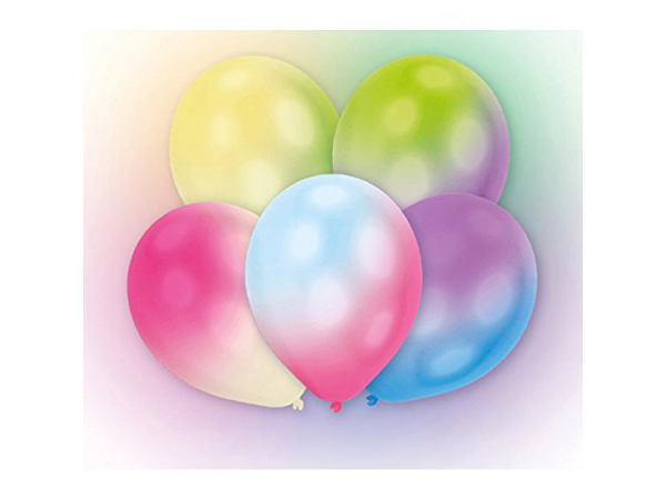 5 Latexballons weiß mit bunten LED-Lichtern