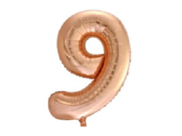 Folienballon Zahl "9" rose gold 34"/87cm