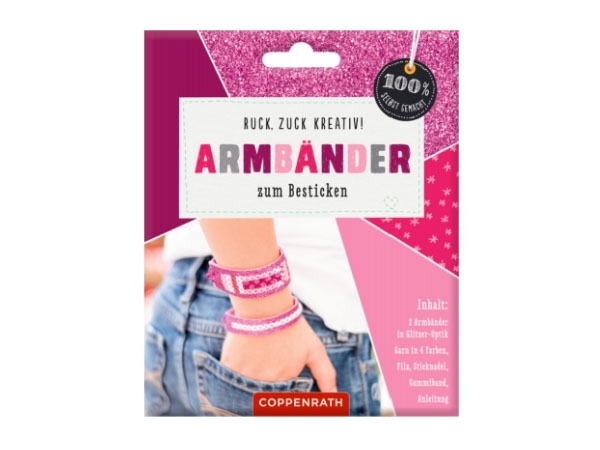 Armbänder z. Besticken: Glitzer-Optik pink 100%