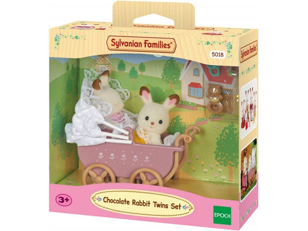 Epoch 5018 - Sylvanian Families - Schokoladenhasen Zwillinge mit Kinderwagen